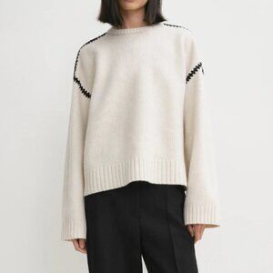 Toteme Embroidered wool cashmere knit snow